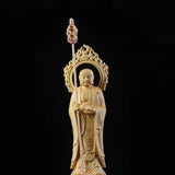 Solid wood carving Ksitigarbha Decorative statue ，Hand-carved，Chinese Buddha Statue Home Living Room Feng Shui Decoration