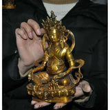 Old Tibetan Buddhism Bronze gilt Yellow Jambhala Mammon Wealth god Buddha Statue