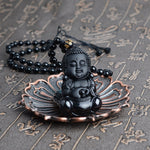 Pendentif Bouddha <br> Obsidienne