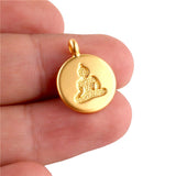 12pièces Pendentif à breloques en forme de pièce de bouddha couleur or